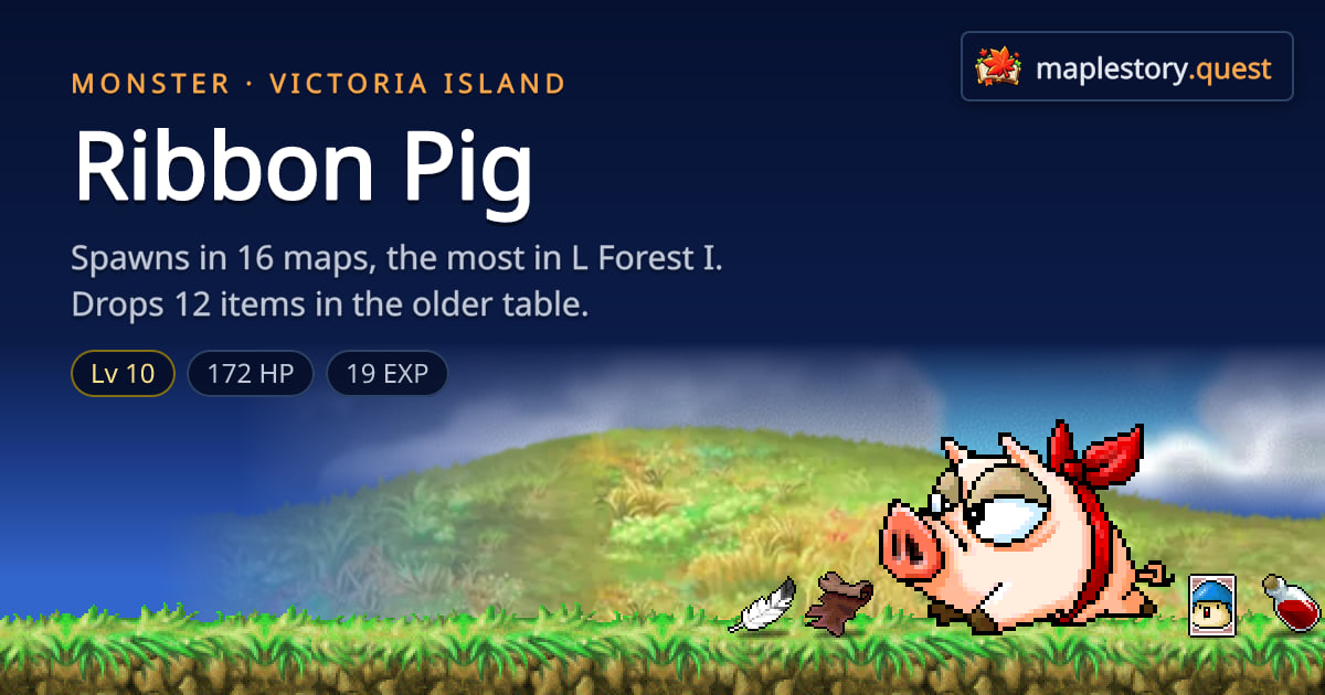 Ribbon Pig - MapleStory Classic World monster · MapleStory Quest